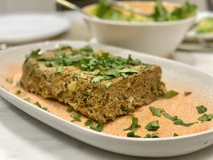A tray of herby meatloaf - a recipe for autoimmune disease sufferers.