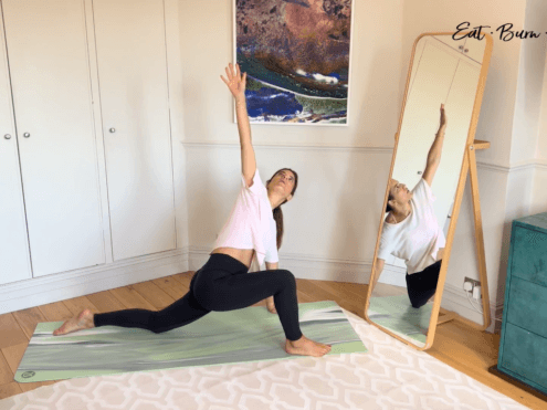 Yalda Alaoui reaching up in her movement exercise