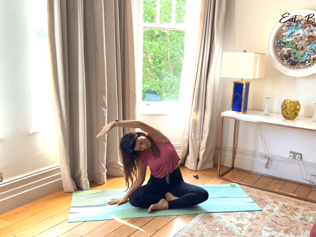 Woman doing a side stretch