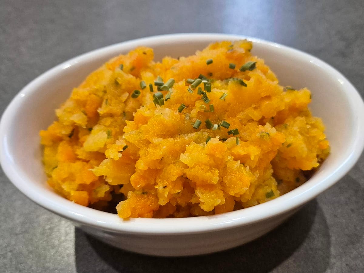 mashed swede and carrot